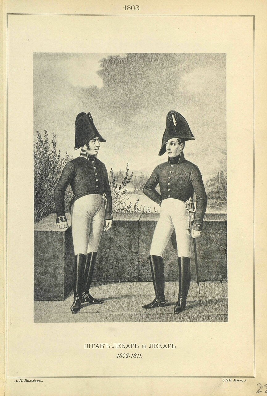 Штаб-лекарь и лекарь 1806-1811 гг. Висковатов А.В. Историческое описание одежды и вооружения российских войск