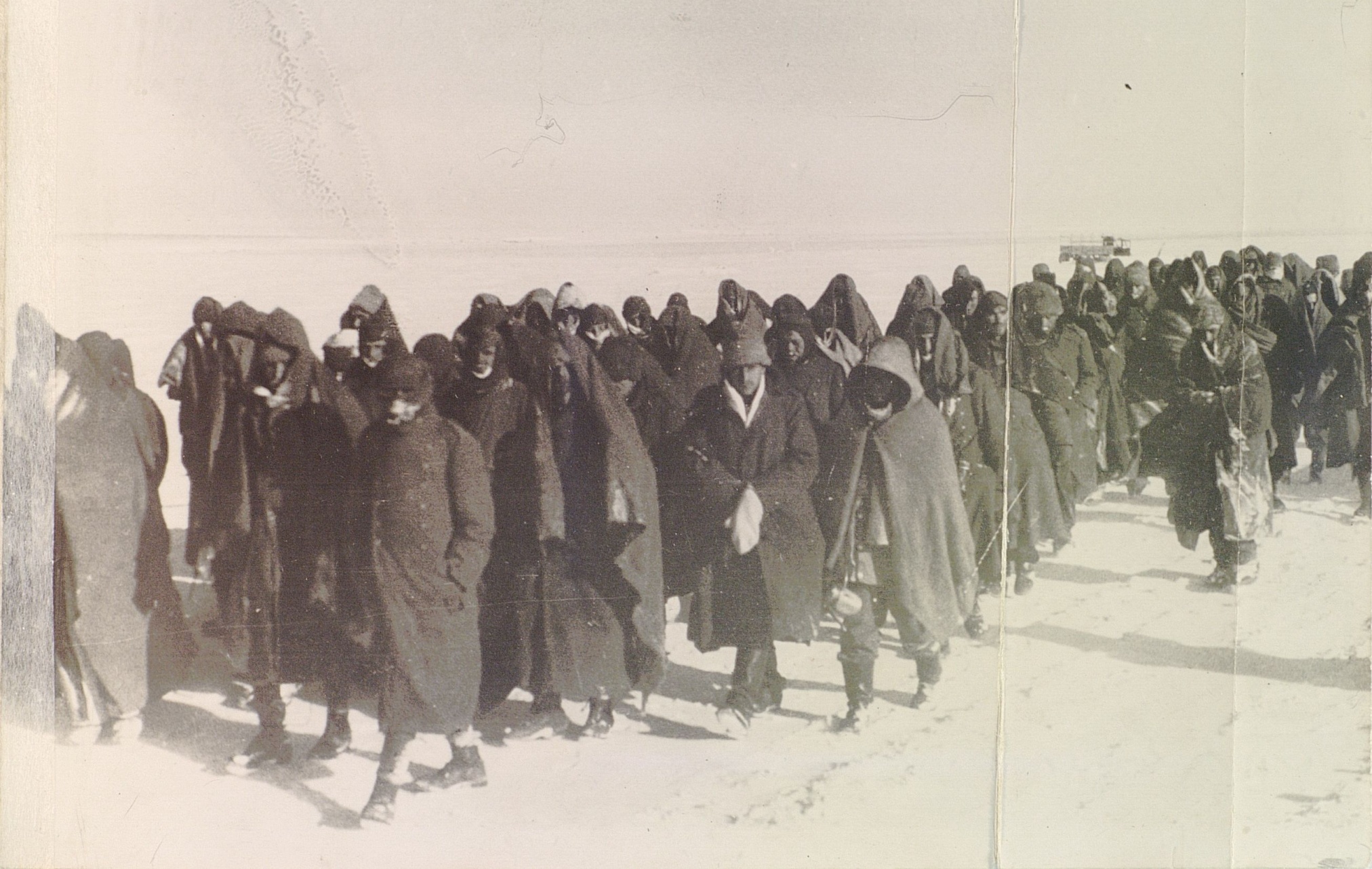 Фотография «Колонна пленных румын и немцев двигается на сборный пункт Донского фронта». 1943 год. Фото Цидельковского. ЦАМО. Фотография «Колонна пленных румын и немцев двигается на сборный пункт Донского фронта». 1943 год. Фото Цидельковского. ЦАМО.